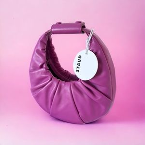 Staud Mini Soft Moon Bag in Berry NWT